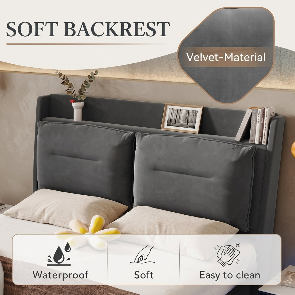 Audreamy Camden Ottoman Bed Grey Velvet