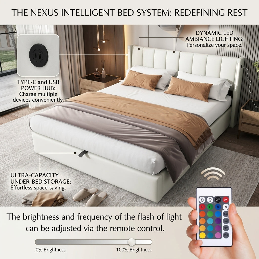 Audreamy Avalon Ottoman Bed White PU