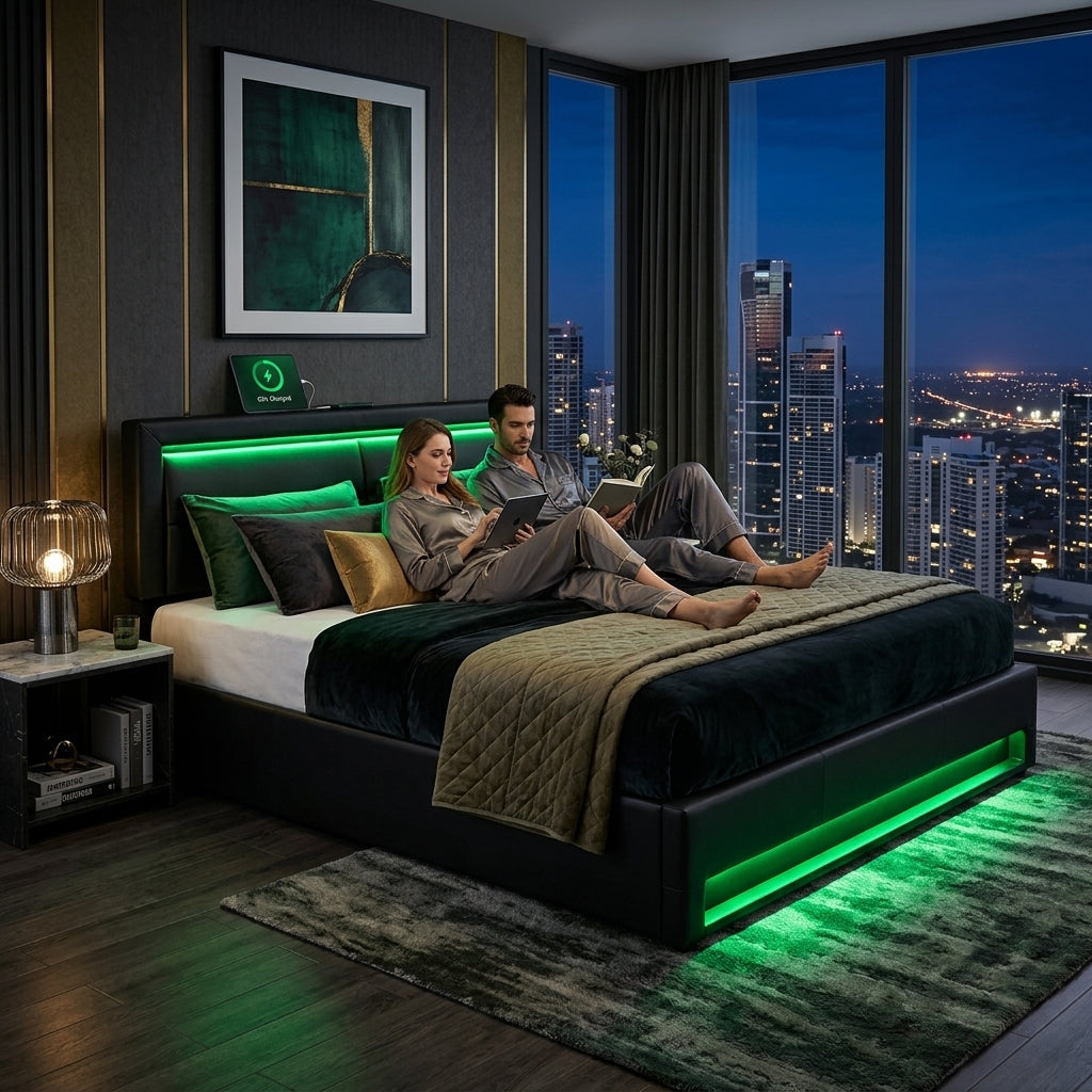 Audreamy Alba Ottoman Bed Black PU