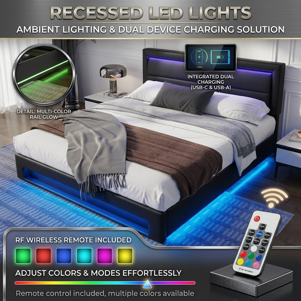 Audreamy Alba Ottoman Bed Black PU
