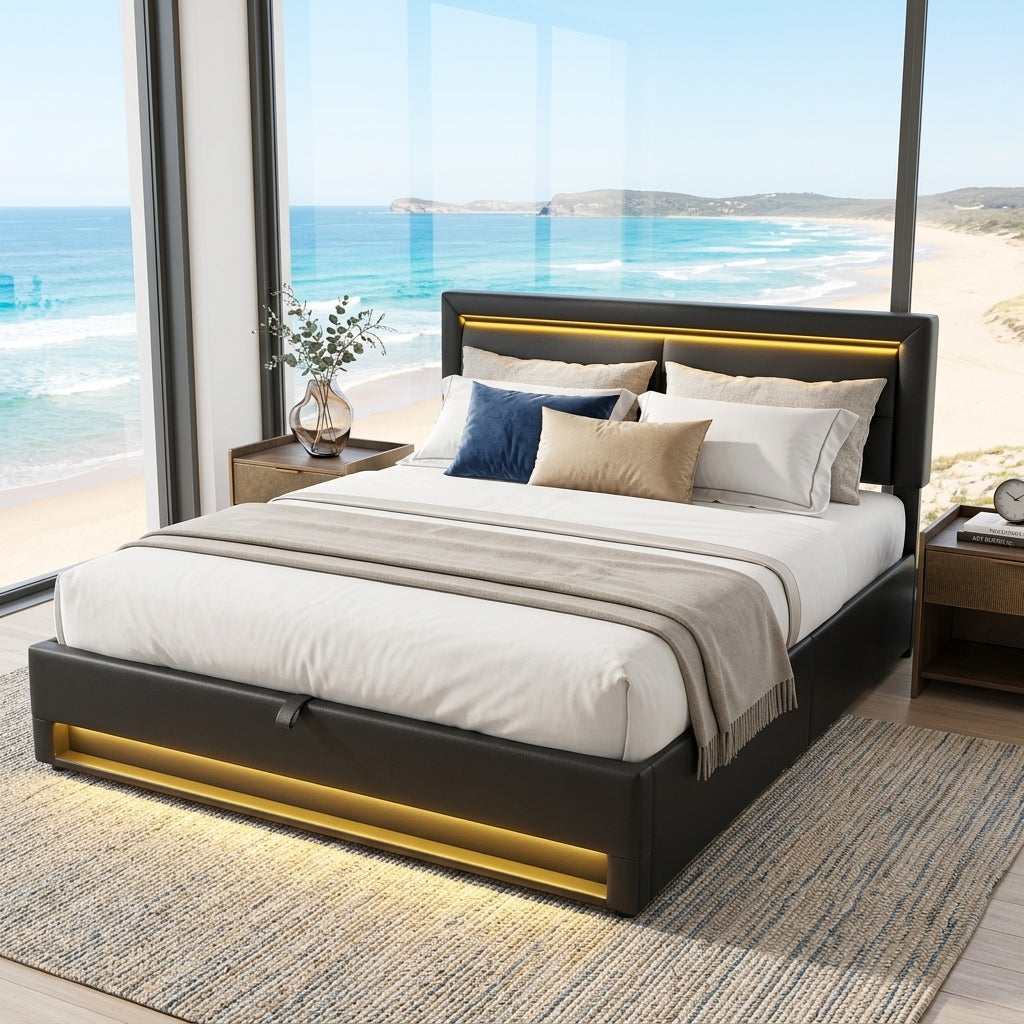 Audreamy Alba Ottoman Bed Black PU