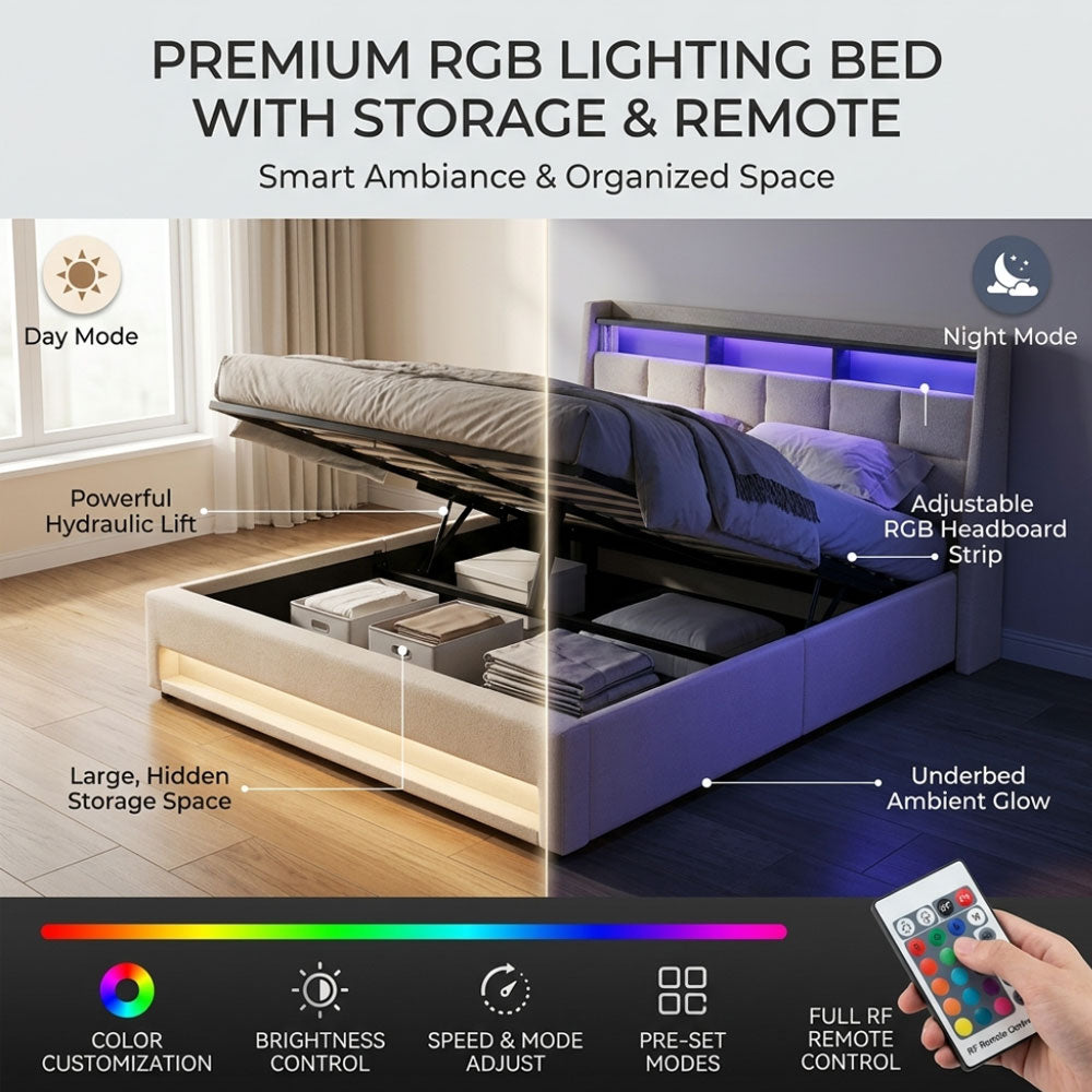 Audreamy Neo Ottoman Bed Beige Linen