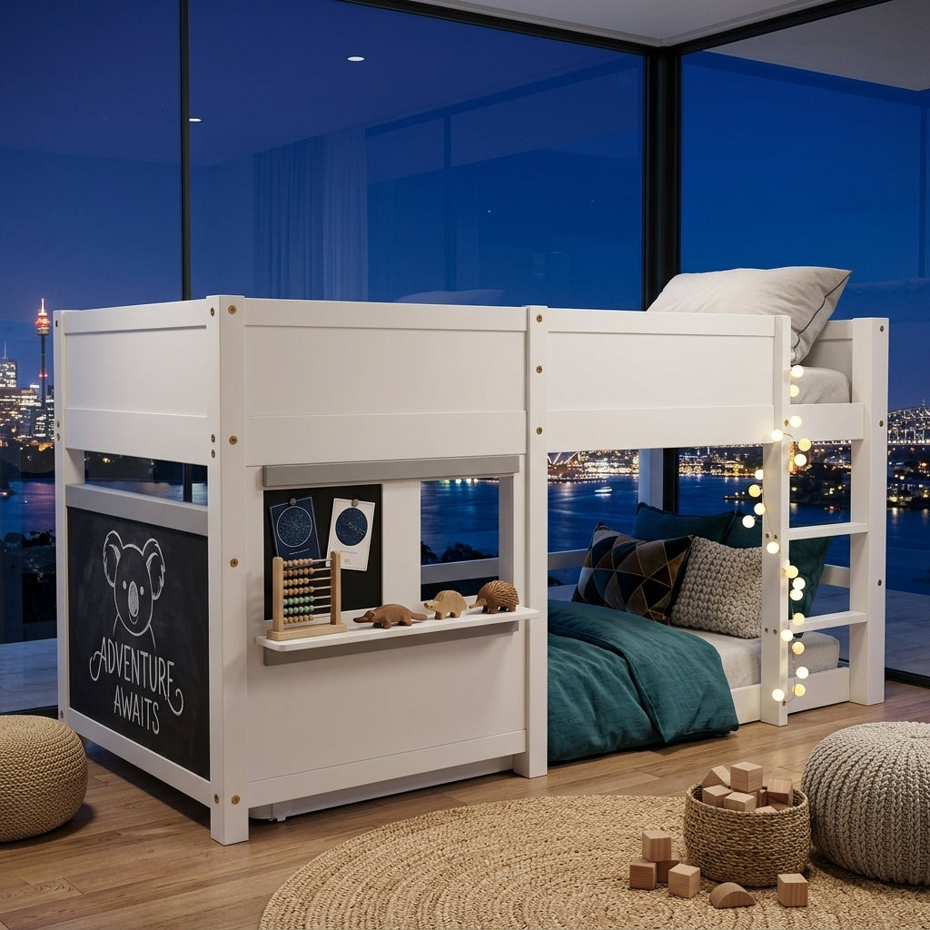 Audreamy Bobo Bunk Bed White Wood Single