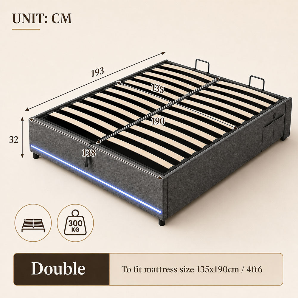 Ottoman Bed Grey Linen