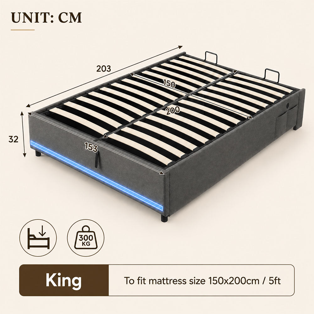 Ottoman Bed Grey Linen