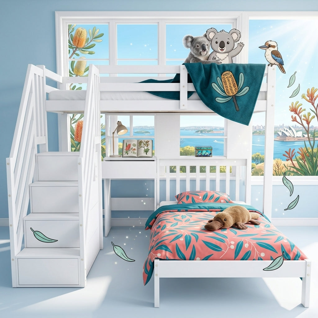Audreamy Eryndor Bunk Bed High Sleepers White Wood Single
