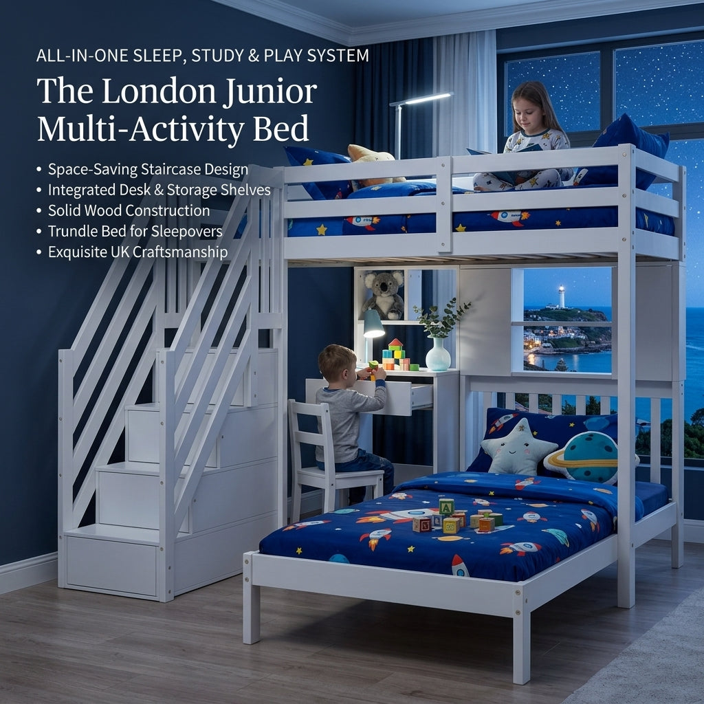 Audreamy Eryndor Bunk Bed High Sleepers White Wood Single