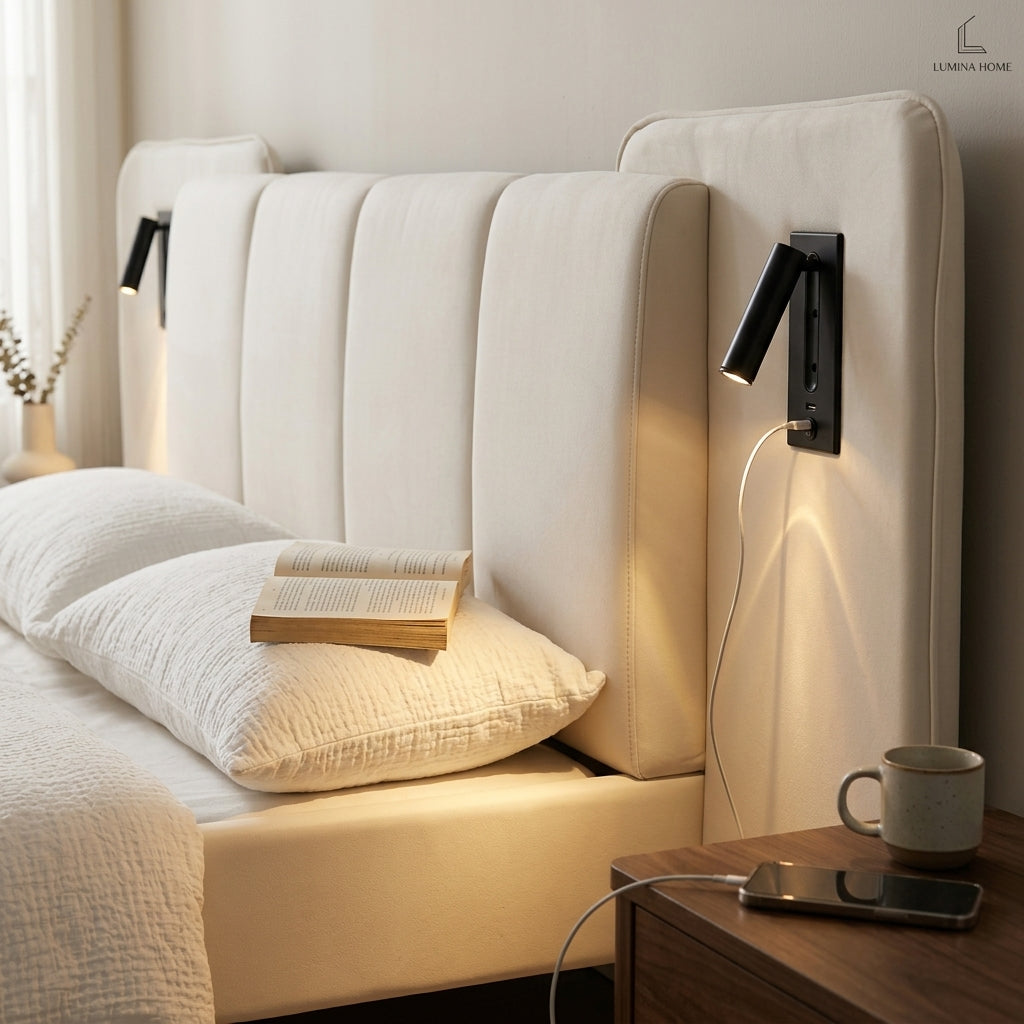 Audreamy Rowan Upholstered Bed Beige PU Double