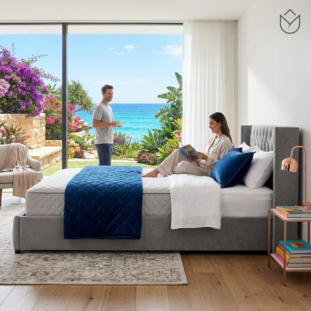 Audreamy Verona Ottoman Bed Grey Velvet King Size