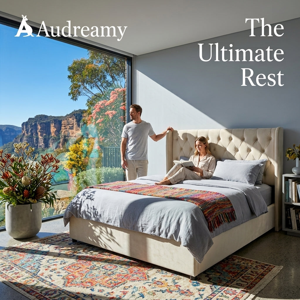 Audreamy Veronana Ottoman Storage Bed Beige Velvet Double