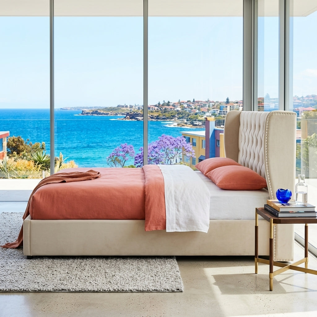 Audreamy Veronana Ottoman Storage Bed Beige Velvet Double