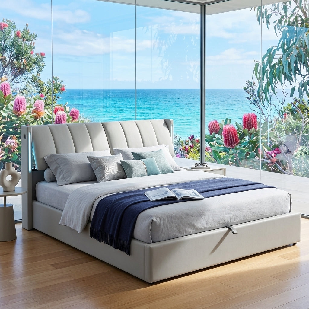 Audreamy Avalon Ottoman Bed Grey PU