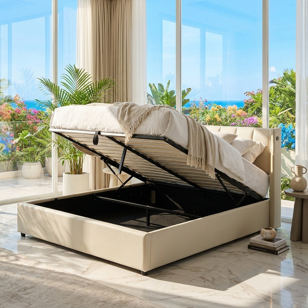 Audreamy Avalon Ottoman Bed Grey PU
