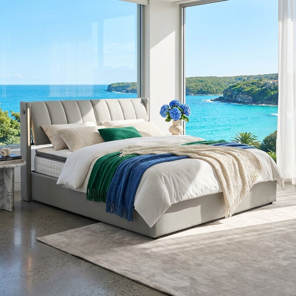 Audreamy Avalon Ottoman Bed Grey PU