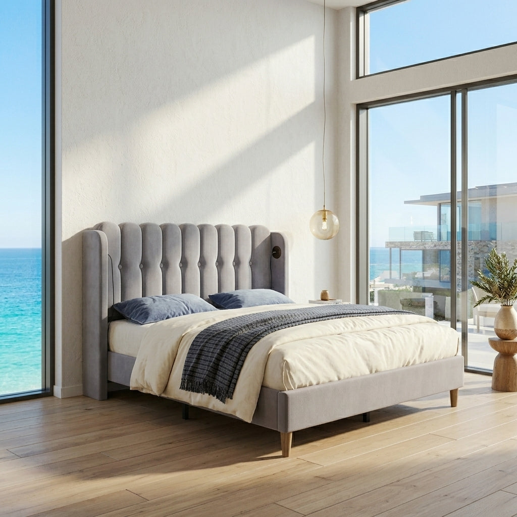 Audreamy Aria Bed Frame Grey Linen