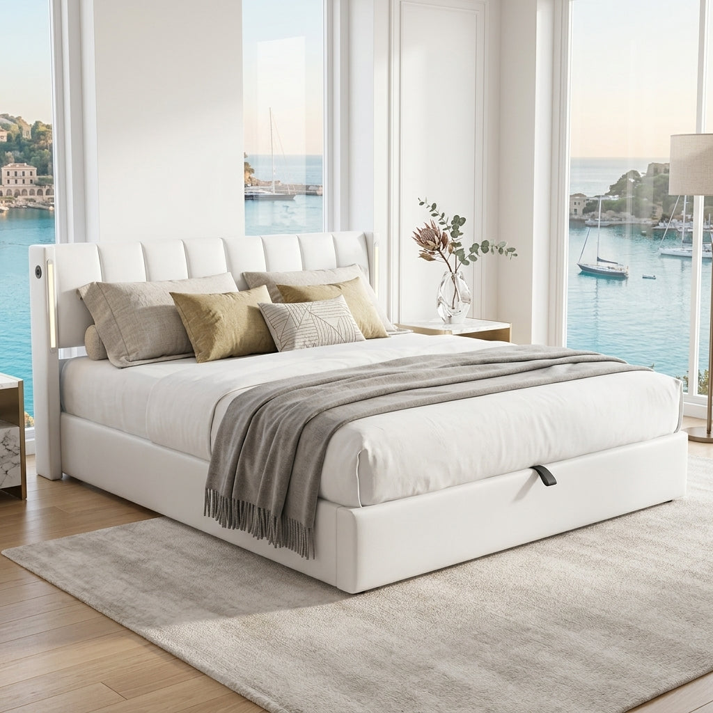 Audreamy Avalon Ottoman Bed White PU