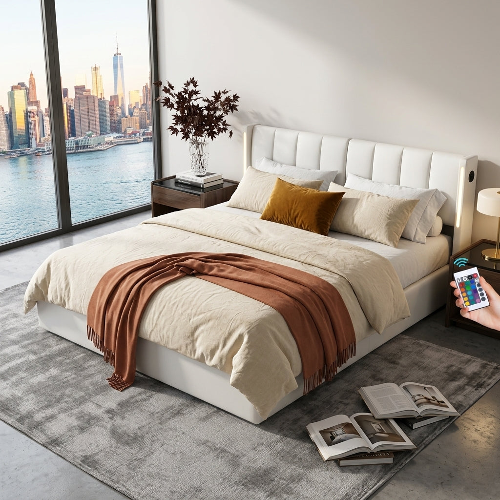 Audreamy Avalon Ottoman Bed White PU
