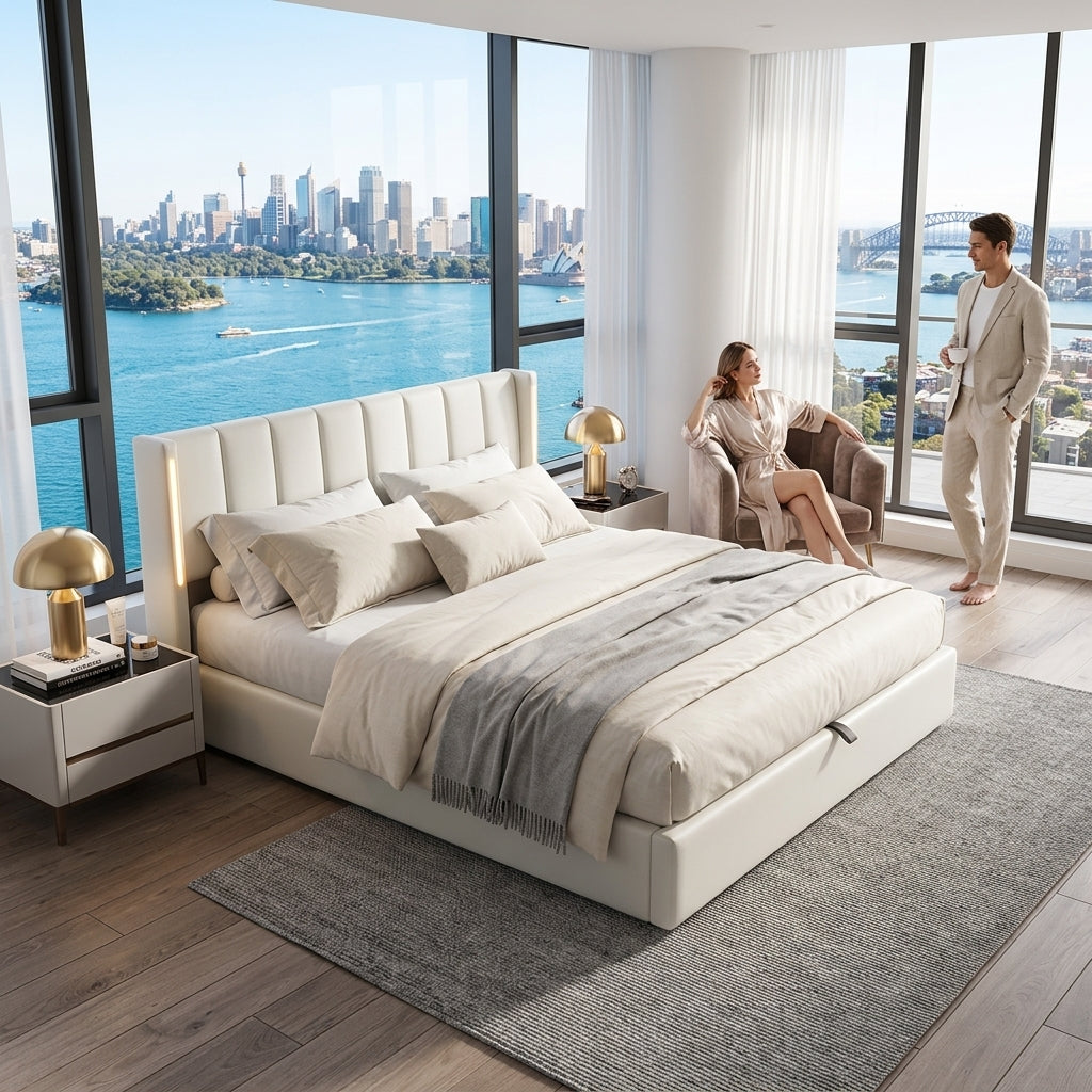 Audreamy Avalon Ottoman Bed White PU