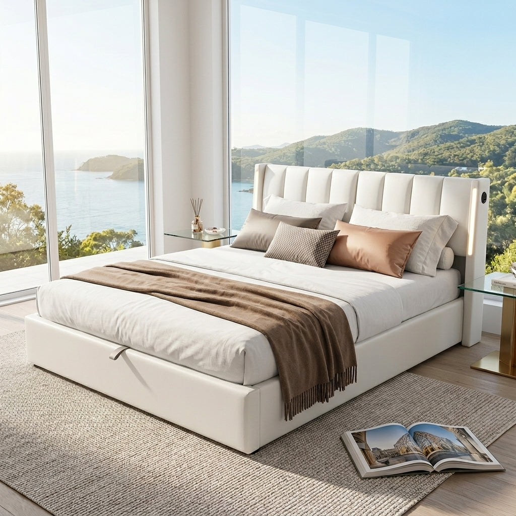 Audreamy Avalon Ottoman Bed White PU