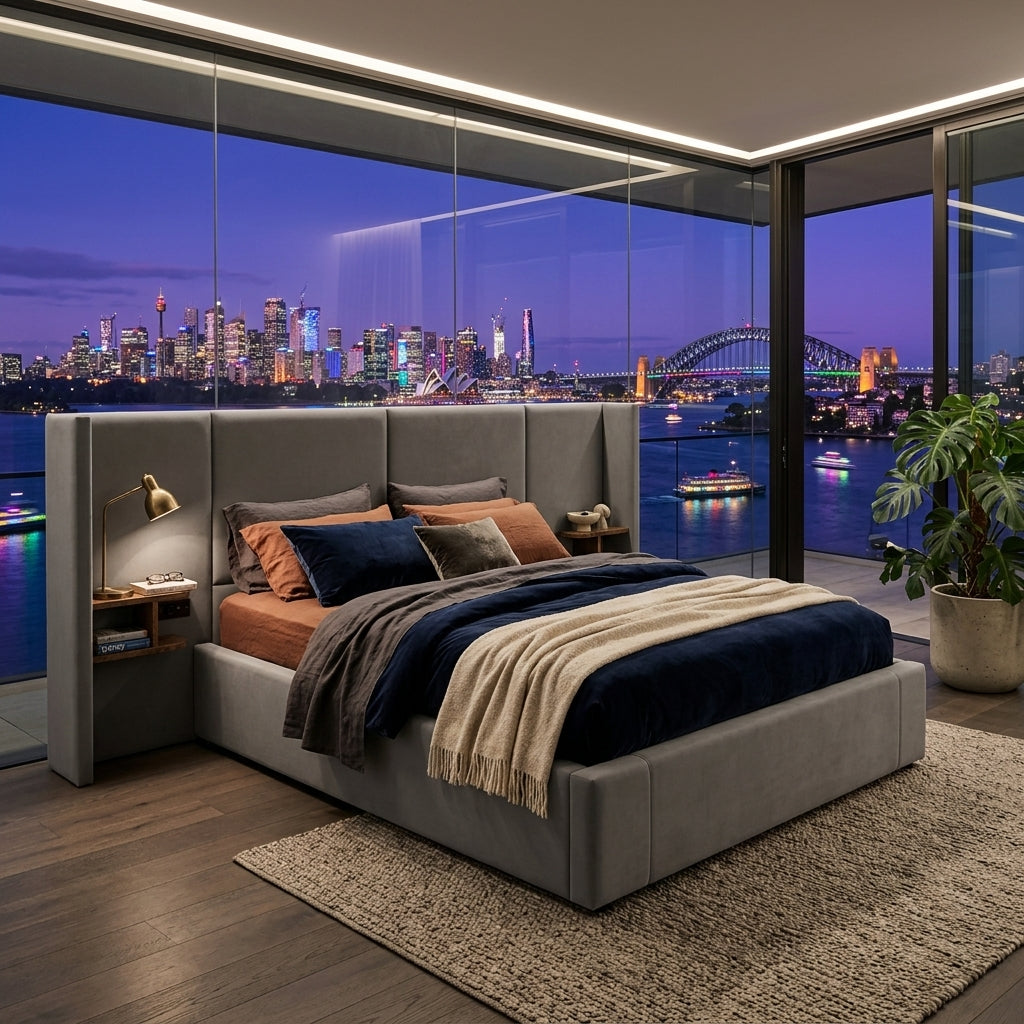 Audreamy Quorra Ottoman Bed Grey Velvet