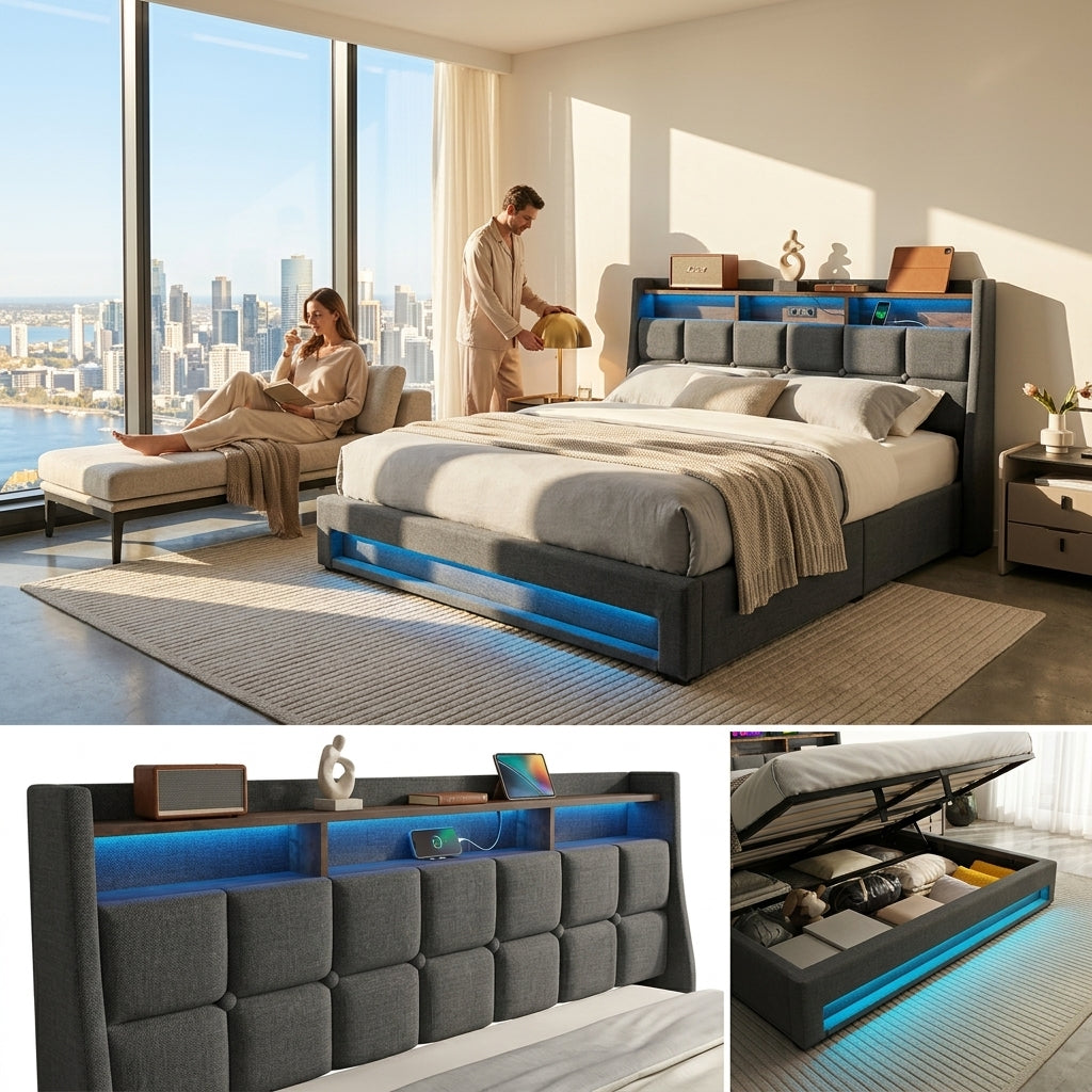 Audreamy Neo Ottoman Bed Grey Linen
