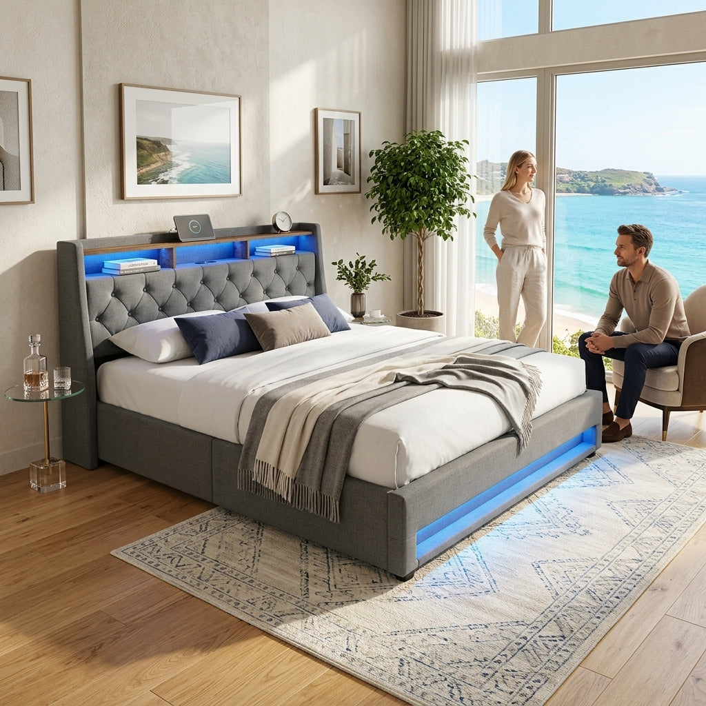 Audreamy Neo Ottoman Bed Grey Linen