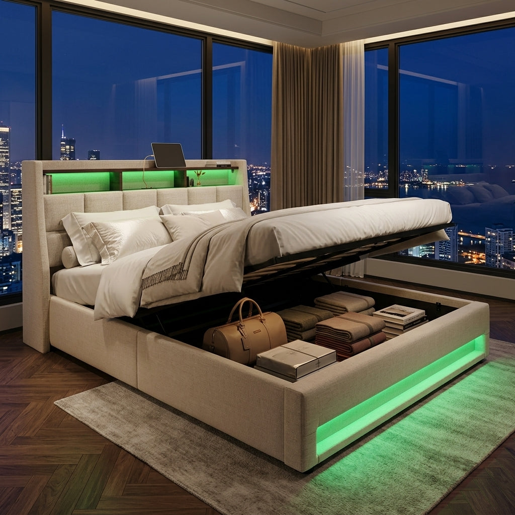 Audreamy Neo Ottoman Bed Beige Linen