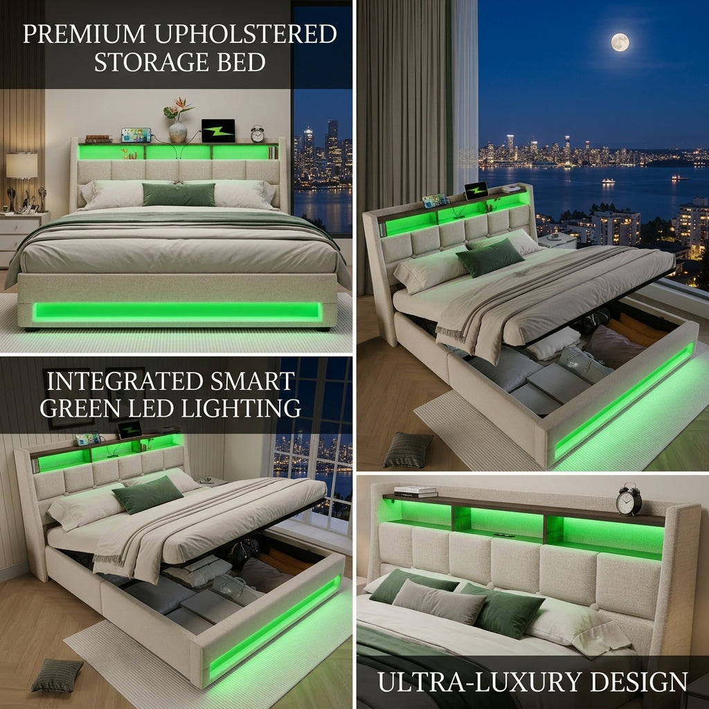 Audreamy Neo Ottoman Bed Beige Linen