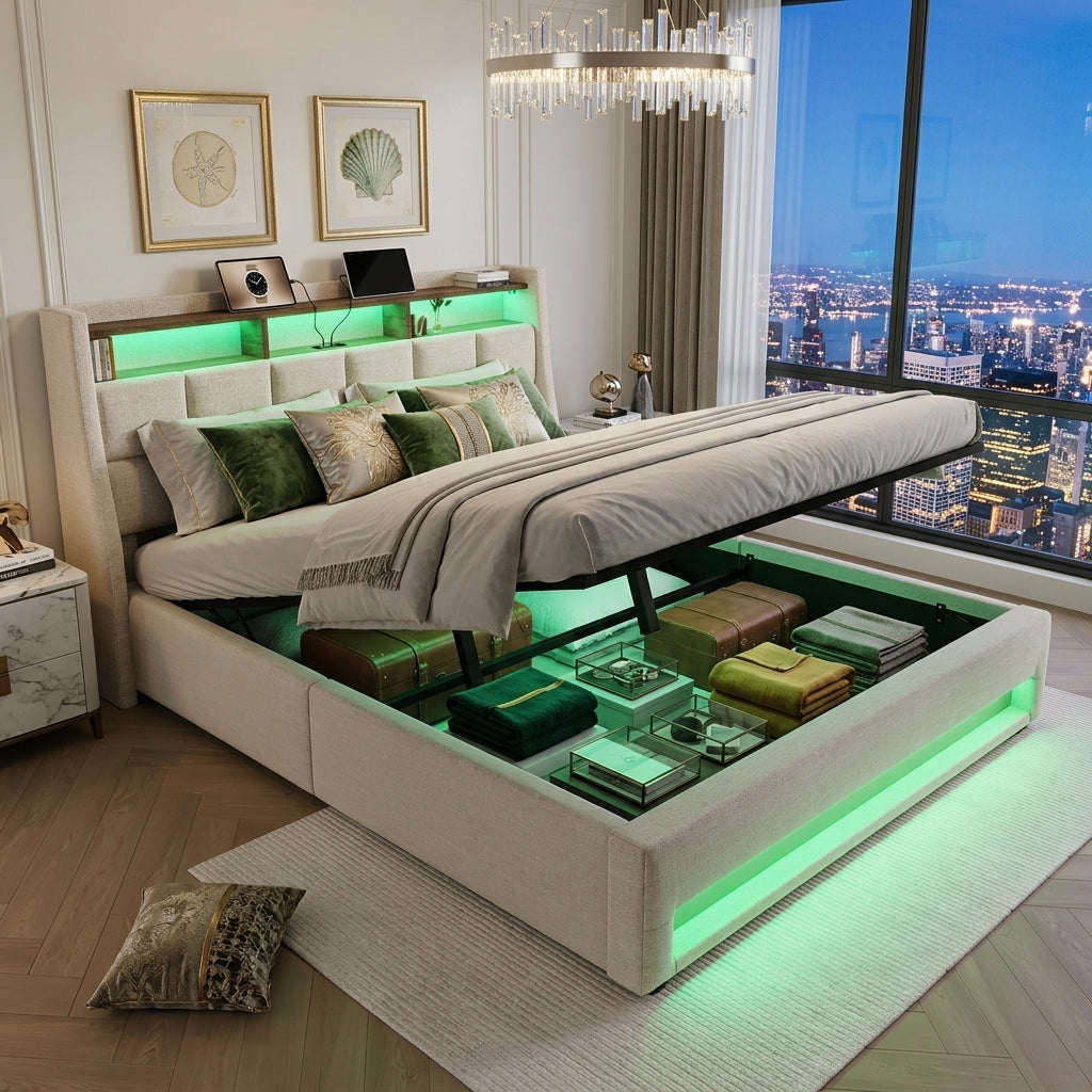 Audreamy Neo Ottoman Bed Beige Linen