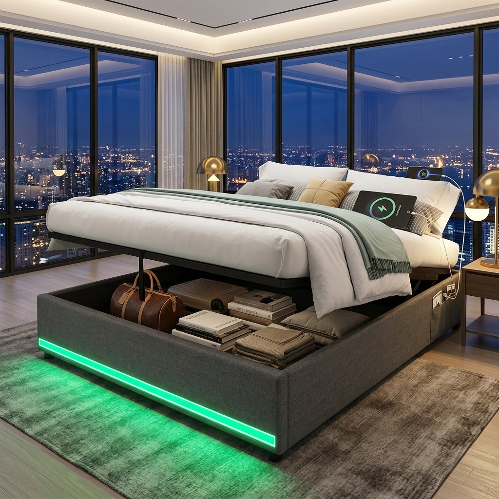 Ottoman Bed Grey Linen