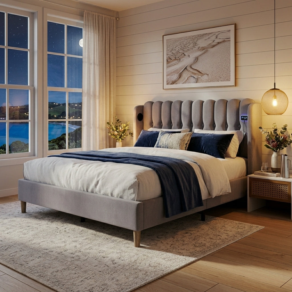 Audreamy Aria Bed Frame Grey Linen