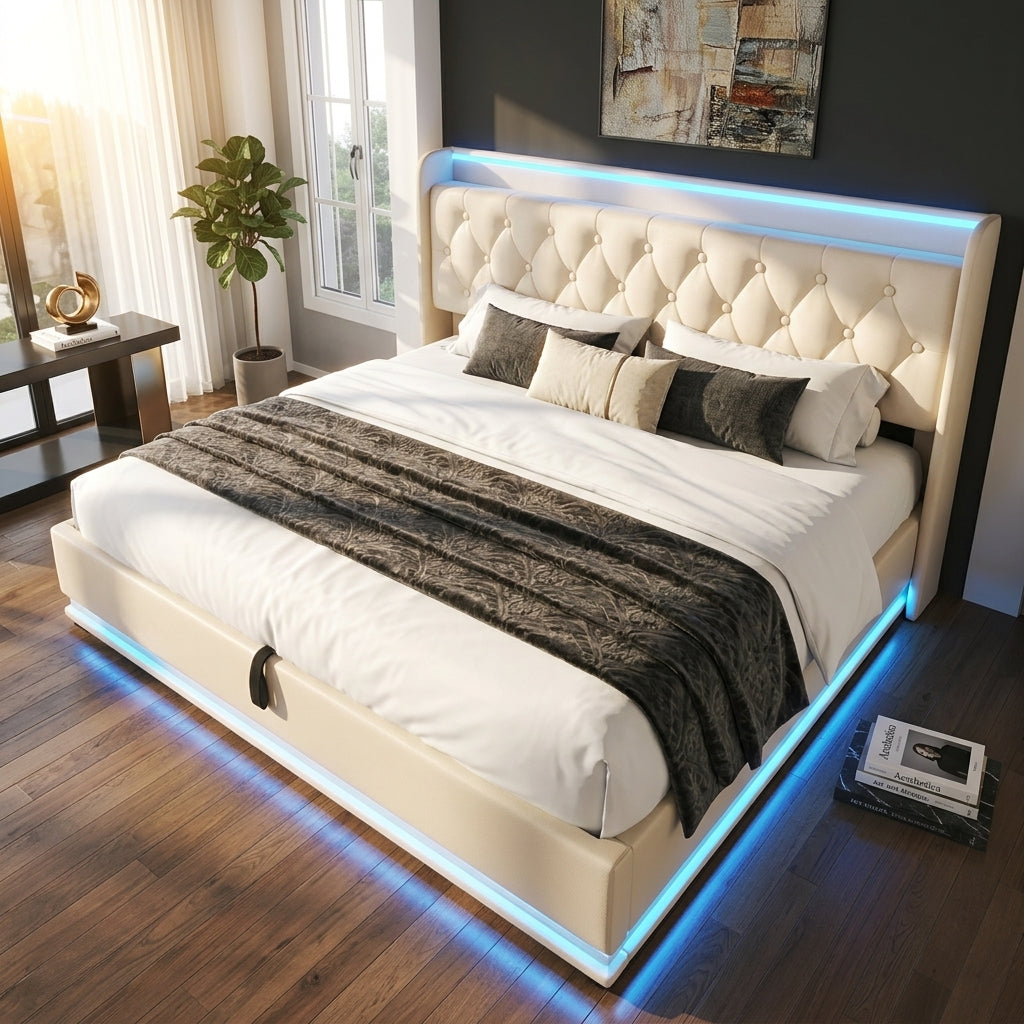 Audreamy Halo Ottoman Bed White PU