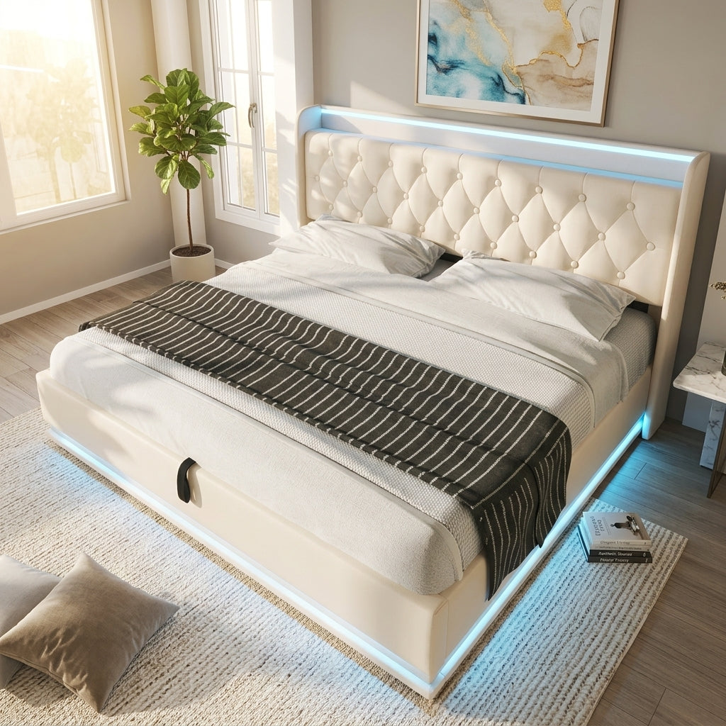 Audreamy Halo Ottoman Bed White PU