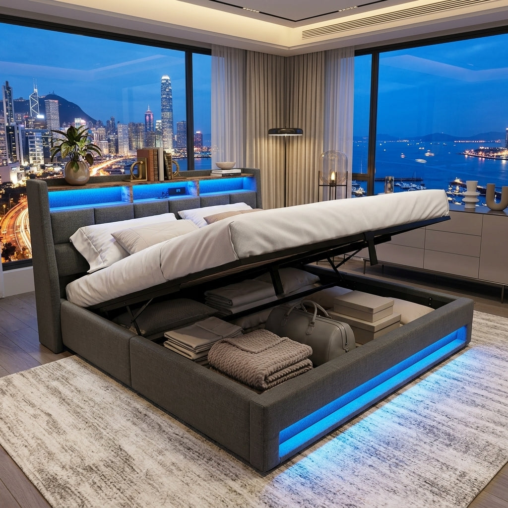 Audreamy Neo Ottoman Bed Grey Linen