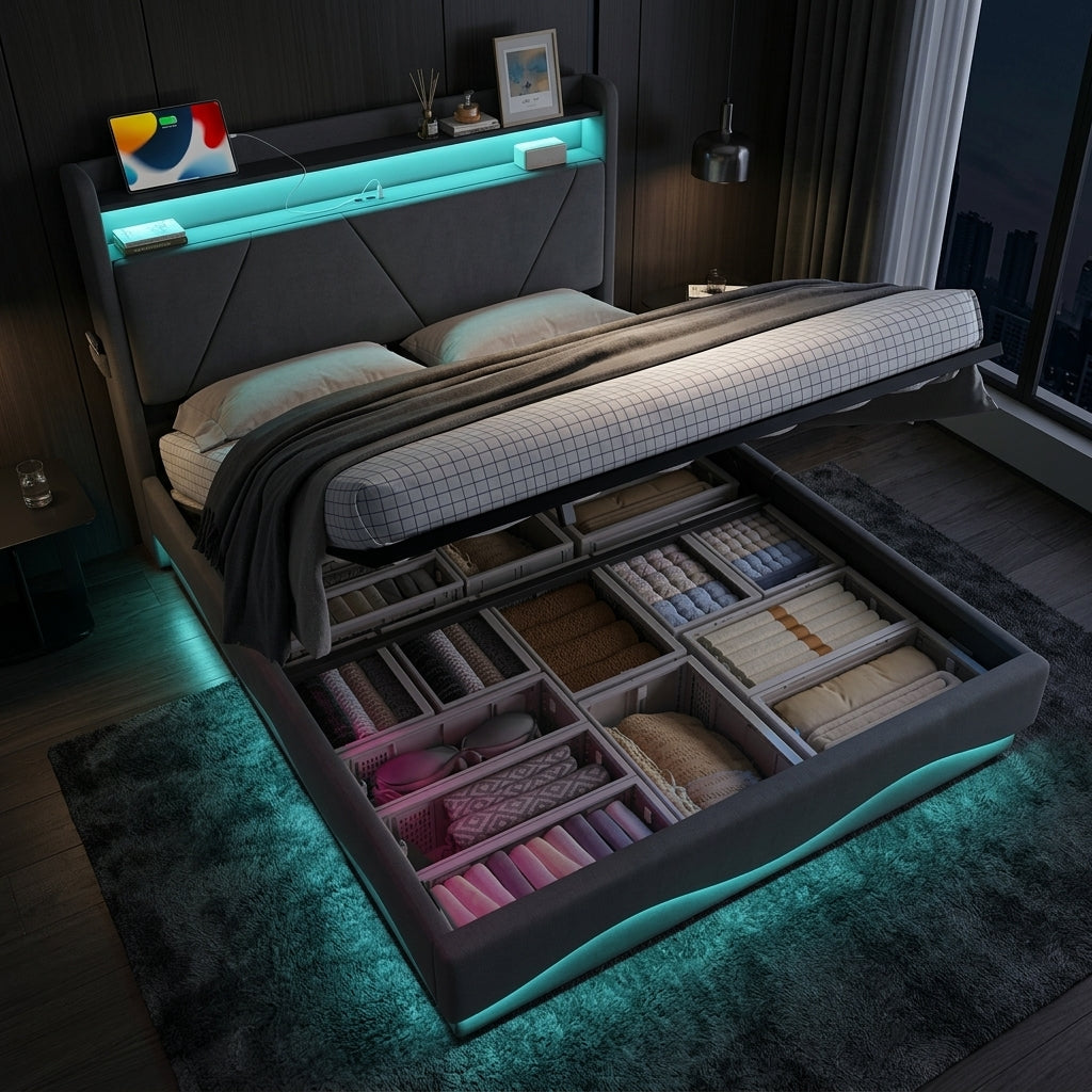 Audreamy Vivi Ottoman Bed Frame Grey Velvet