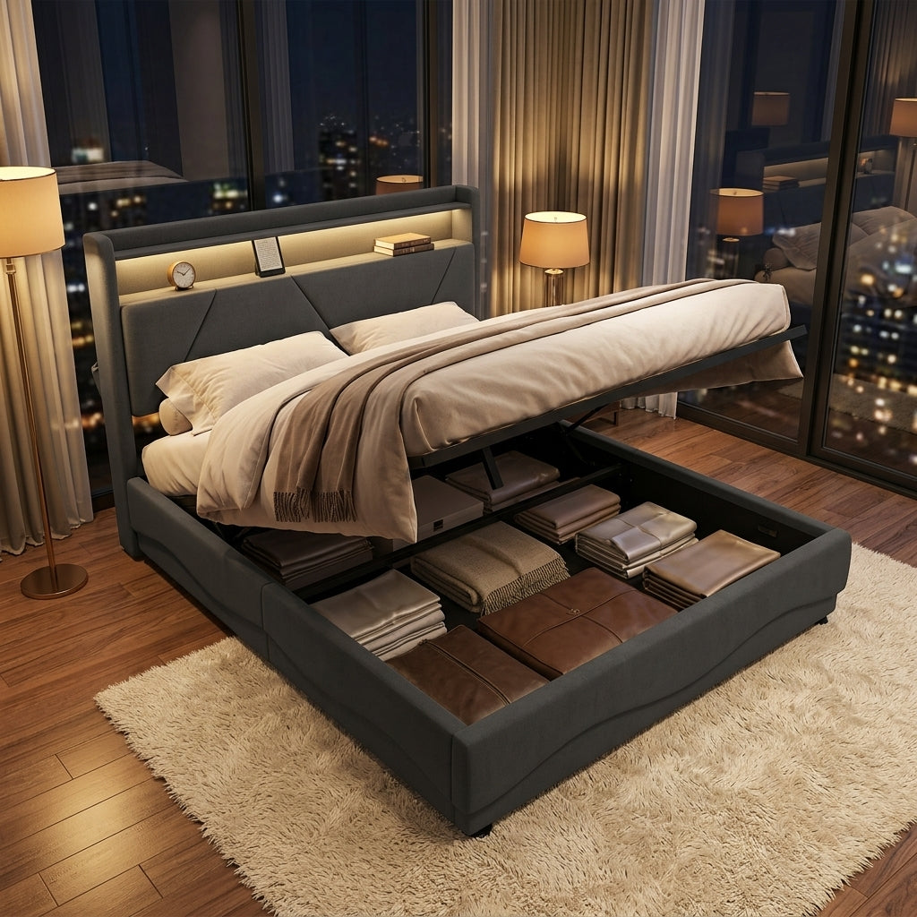 Audreamy Vivi Ottoman Bed Frame Grey Velvet