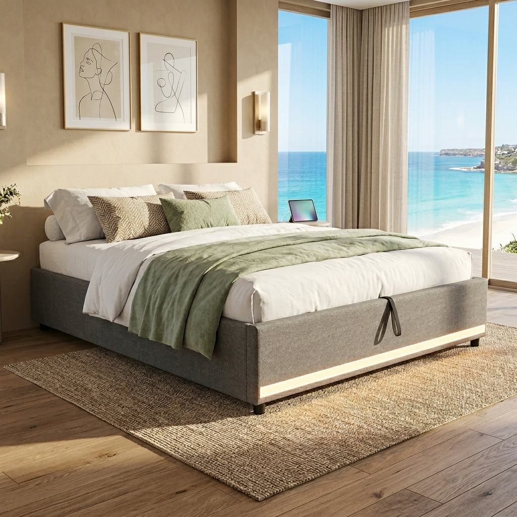 Ottoman Bed Grey Linen