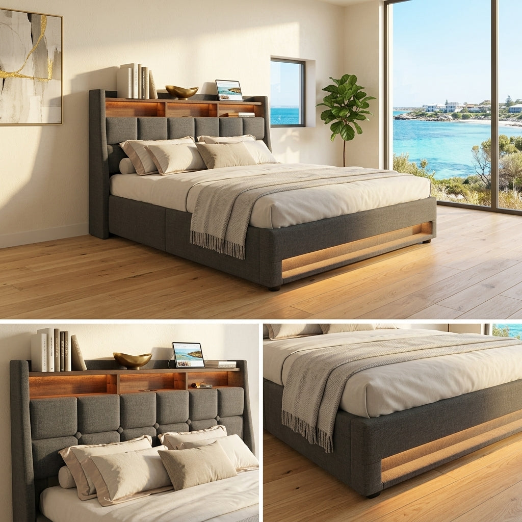Audreamy Neo Ottoman Bed Grey Linen
