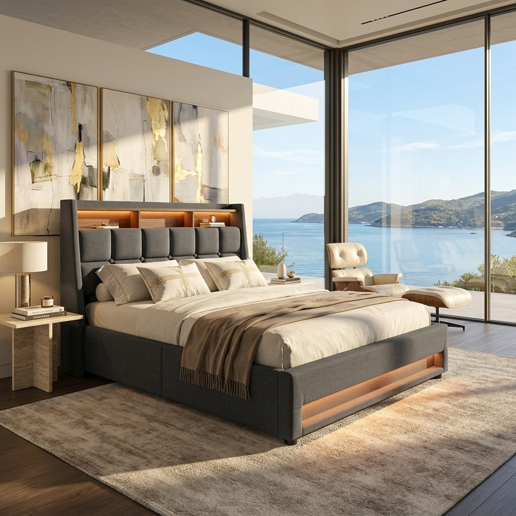 Audreamy Neo Ottoman Bed Grey Linen