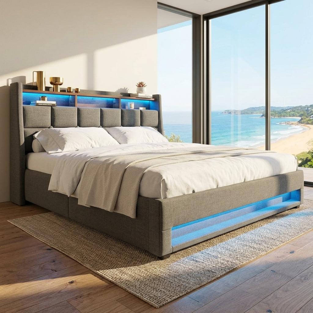 Audreamy Neo Ottoman Bed Grey Linen