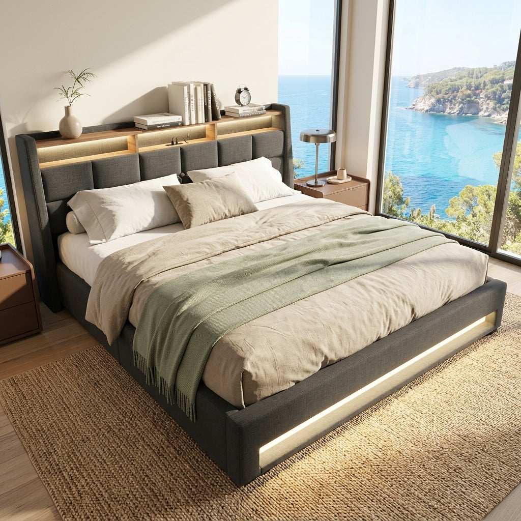Audreamy Neo Ottoman Bed Grey Linen