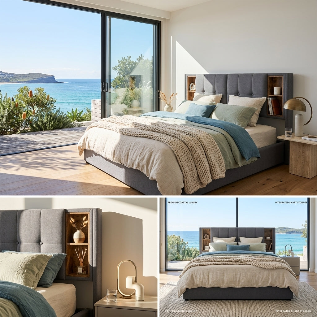 Audreamy Vertex Ottoman Bed Grey Linen