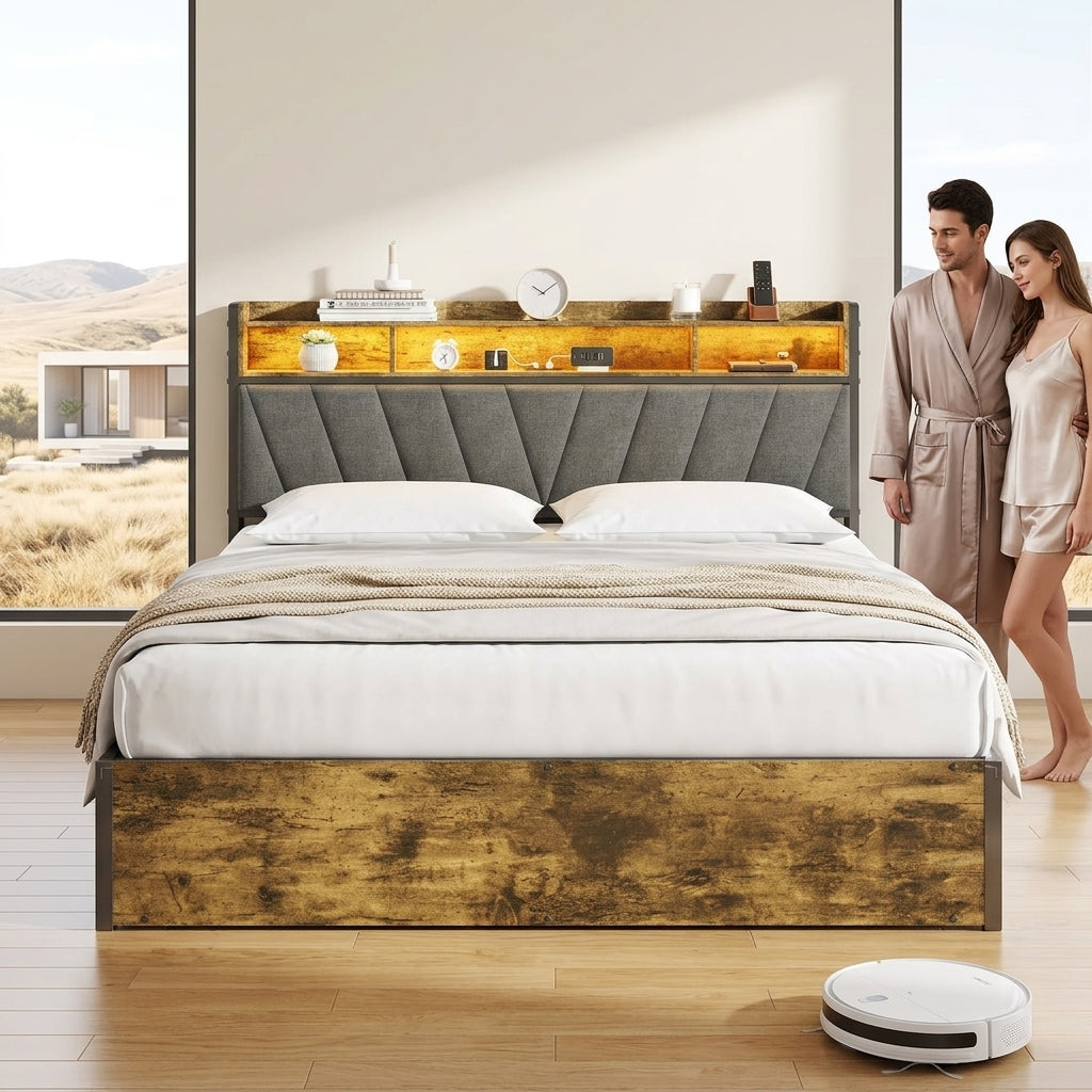 Bed Frame with Hydraulic Storage, Ottoman Bed Black