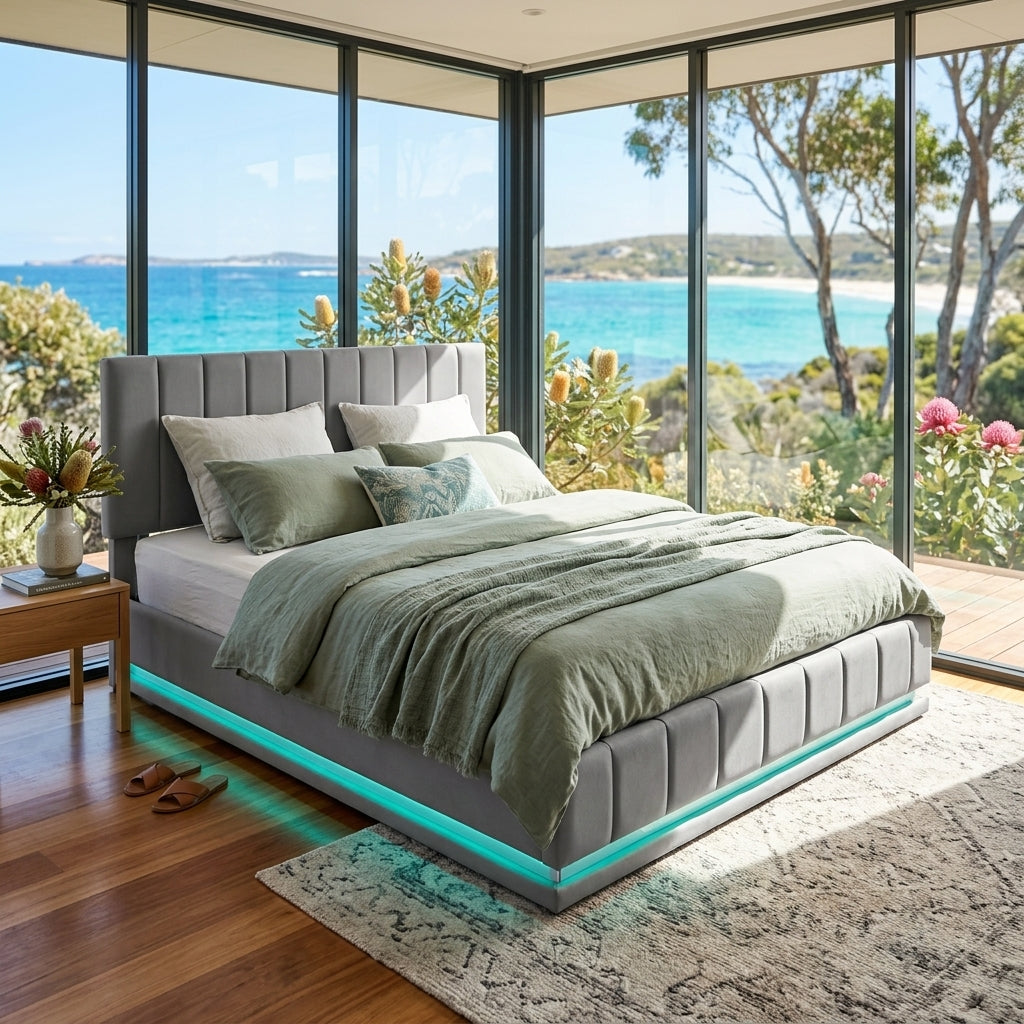 Audreamy Selene Ottoman Bed Grey Leather