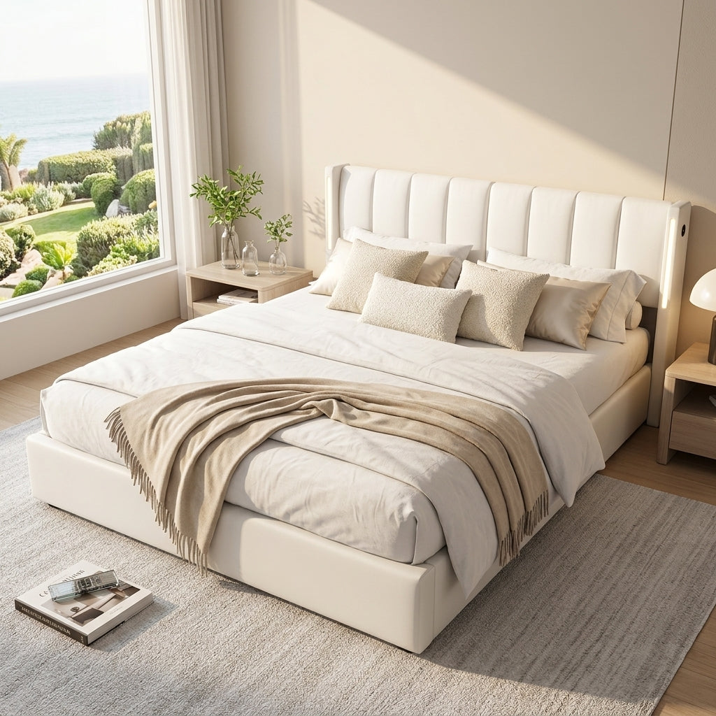 Audreamy Avalon Ottoman Bed White PU