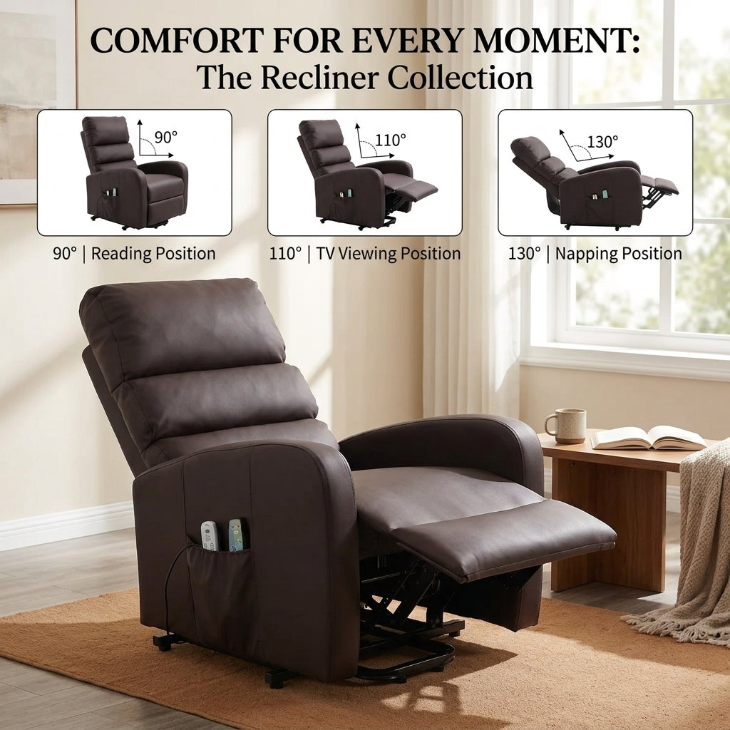 Recliner Armchair Power Massage Lift with Heat & Vibration for Elderly, Heavy Duty and Safety Motion Reclining Mechanism