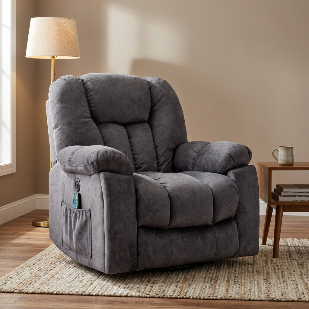 (Pictures Change)Power Massage Lift Recliner Chair with Heat & Vibration for Elderly, Heavy Duty and Safety Motion Reclining Mechanism - Antiskid Fabric Sofa Contempoary Overstuffed Design