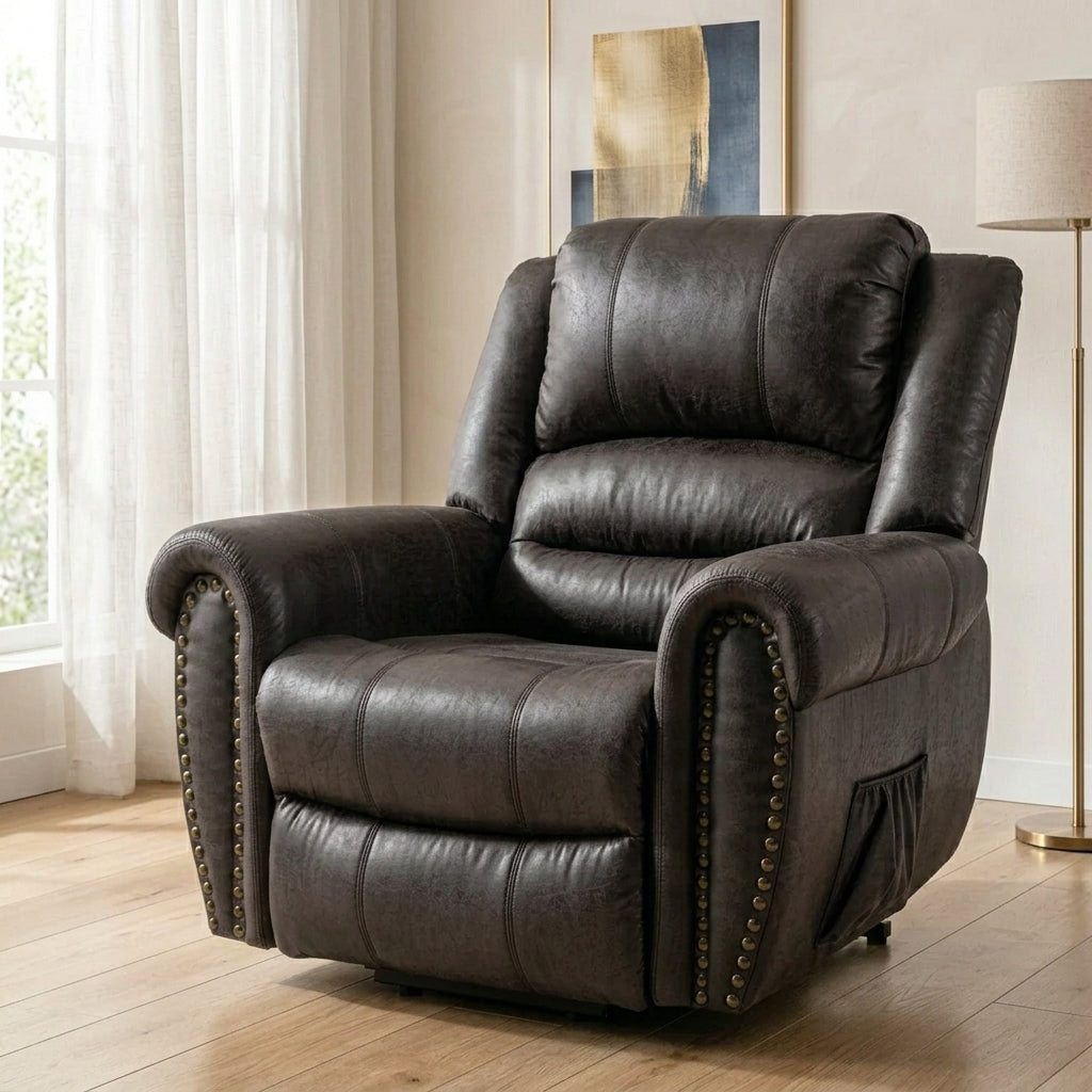 Large Power Lift Recliner Chairs with Massage and Heat for Elderly Big People, Massage Chair Heavy Duty Electric Faux Leather Reclining Chairs with USB Port and 2 Side Pockets