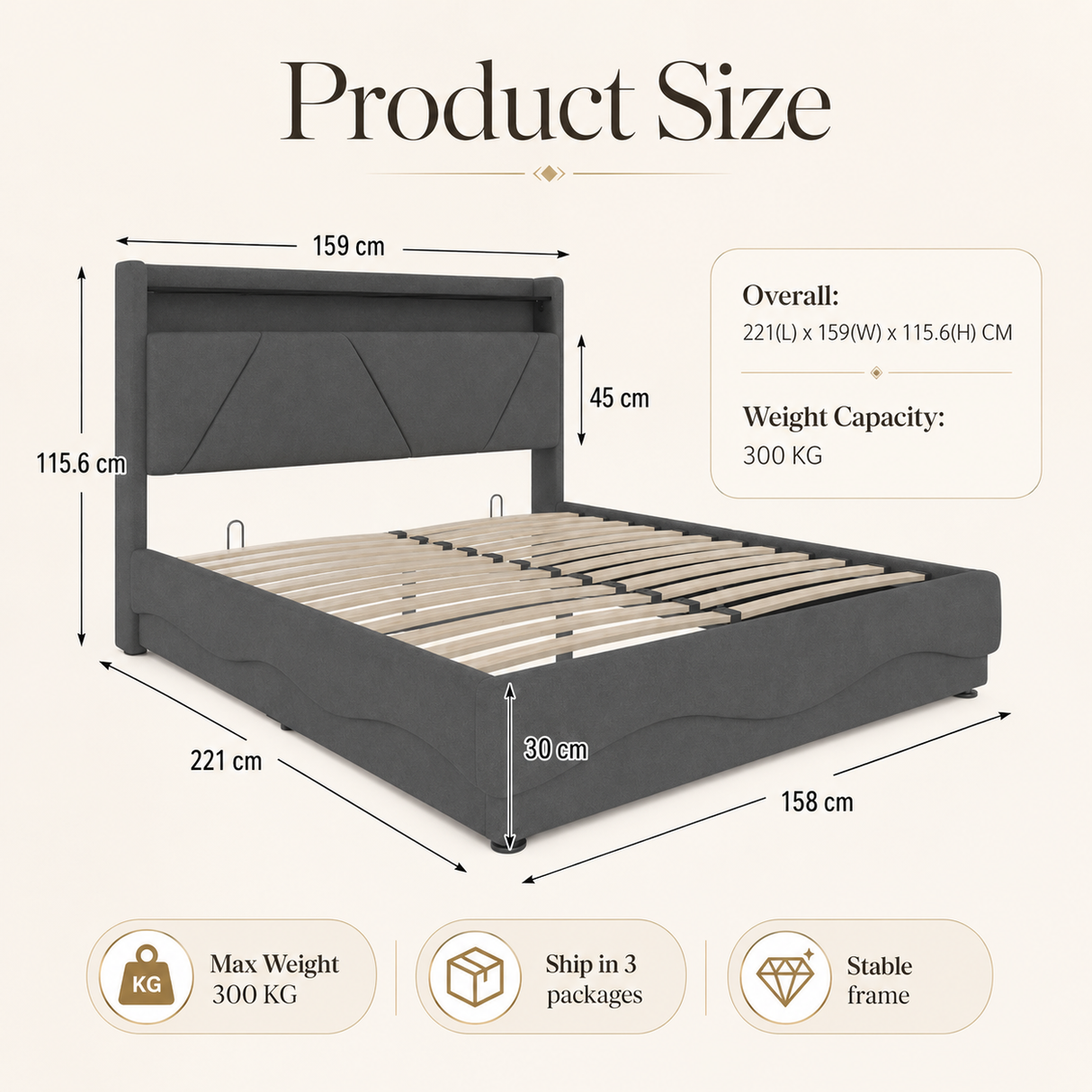 Audreamy Vivi Ottoman Bed Frame Grey Velvet