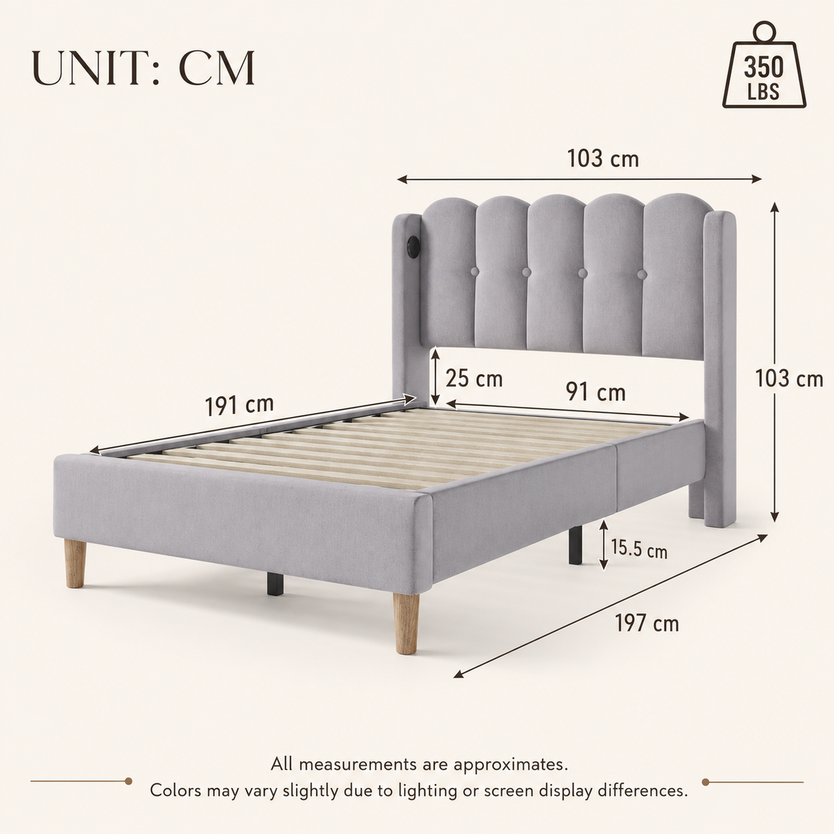 Audreamy Aria Bed Frame Grey Linen